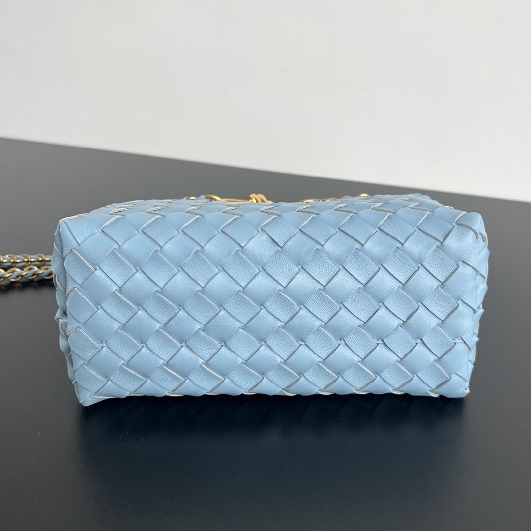 Small Andiamo Intrecciato Leather Top Handle Bag Sky Blue